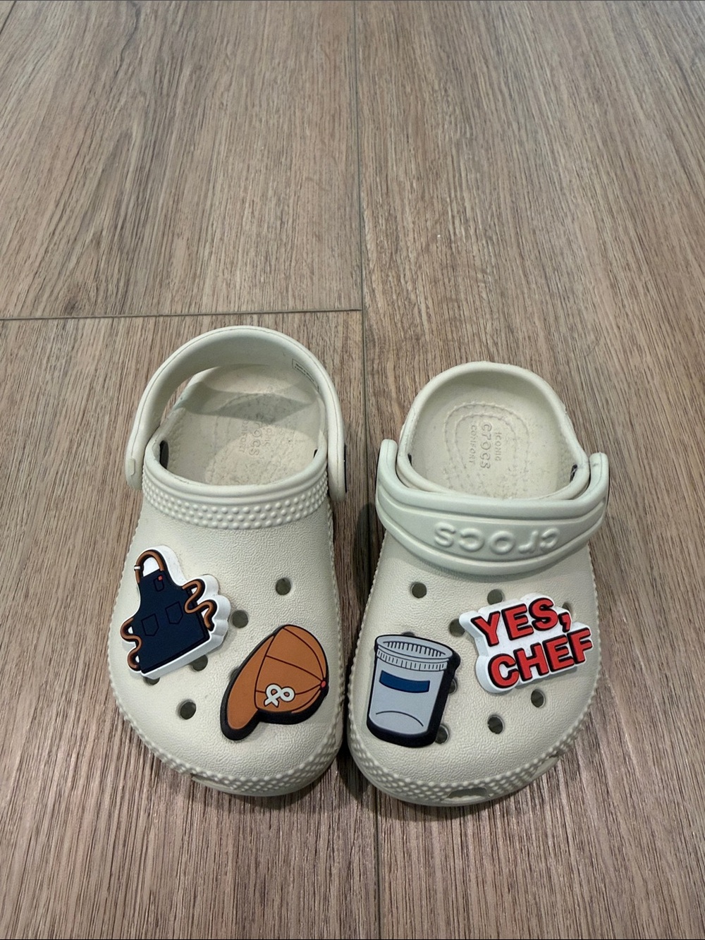 Crocs Kids Cream Clog Shoes with Fun Charms